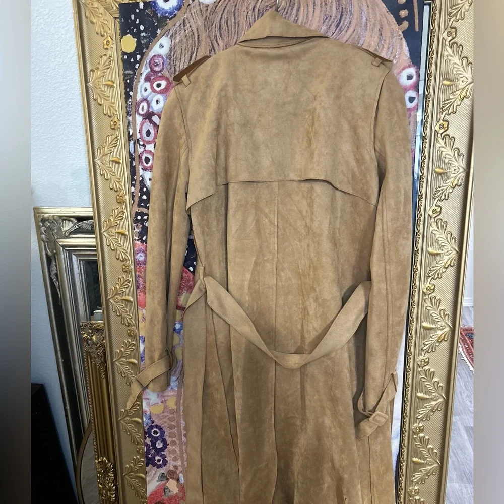 Faux suede brown trench coat size L